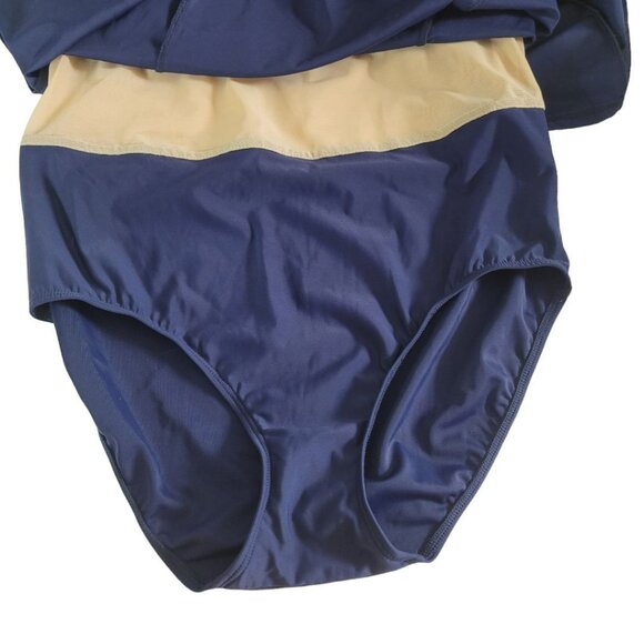 Roman's Swimsuit Dress Strapless Blue White Bow Womens 14W - Picture 6 of 9